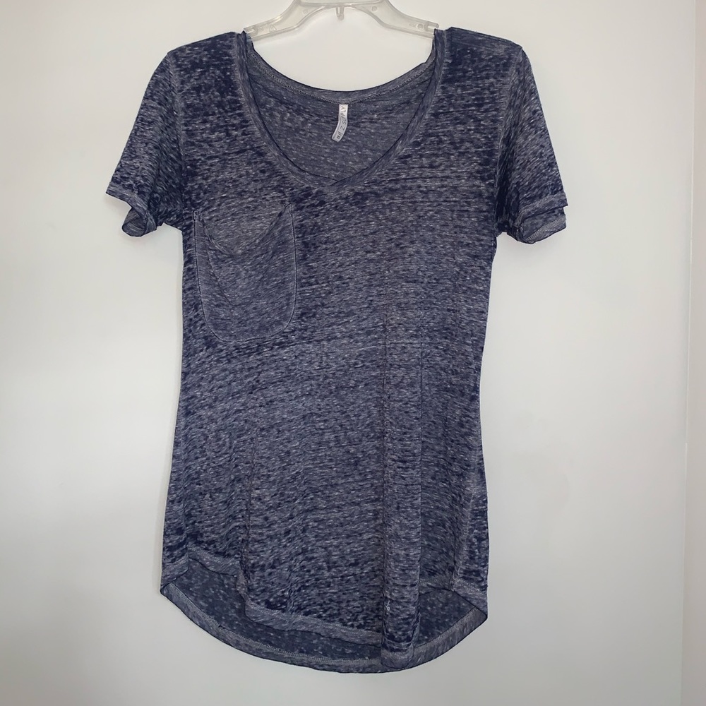 Z Supply Heather Navy Blue V-neck Short Sleeve Tee